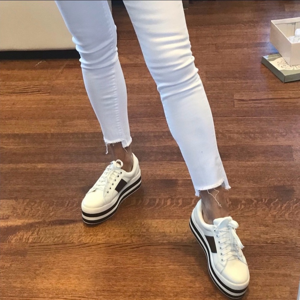 Stylish White Platform Sneakers